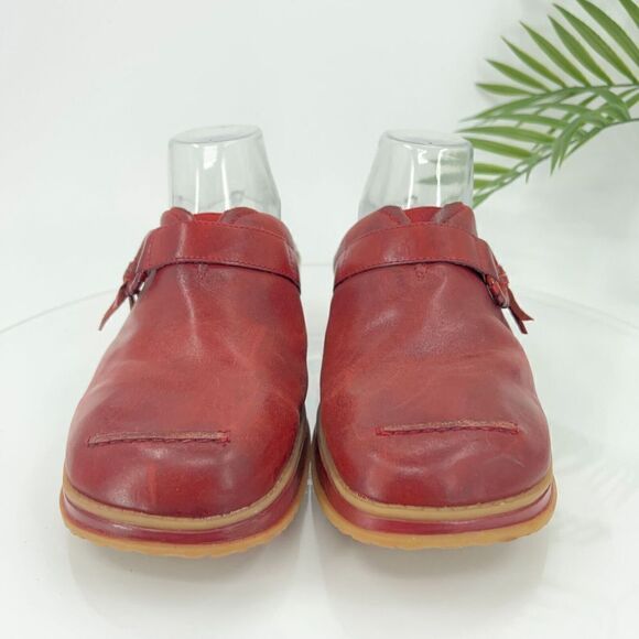 Earth Shoe Gelron 2000 Tyler Womens Clogs Size 11 Red Leather Wedge Heel Shoe - Picture 3 of 12
